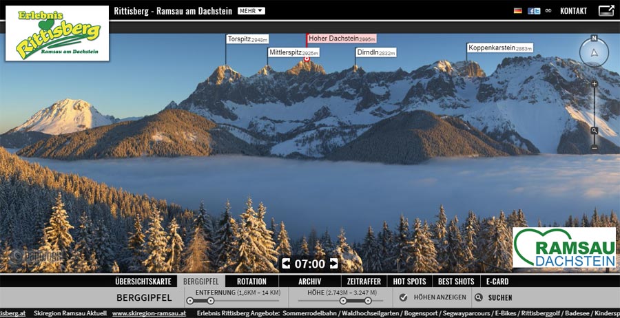 searched mountain appears red within the labels