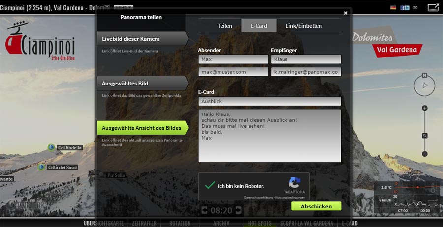 Add a message to your 360° webcam image