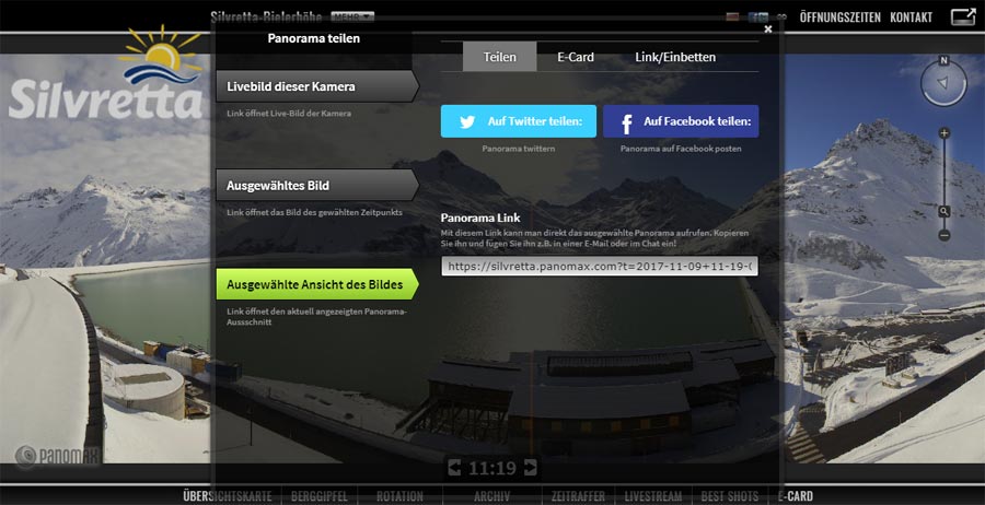 Panomax images can be shared on facebook and twitter