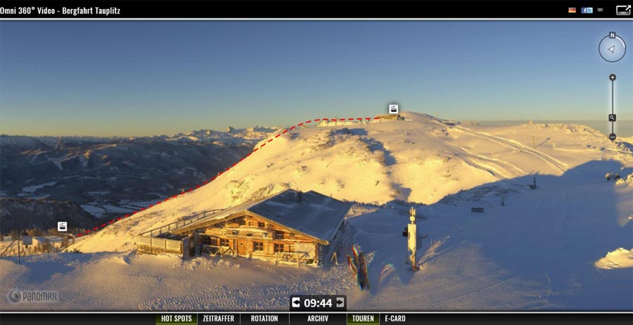 Markierte Gondelfahrt in Panomax